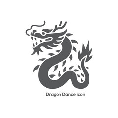Chinese Dragon Icon: Vector Silhouette Graphic for Lunar New Year, Dragon Dance, Culture, and Asian Celebration Design.