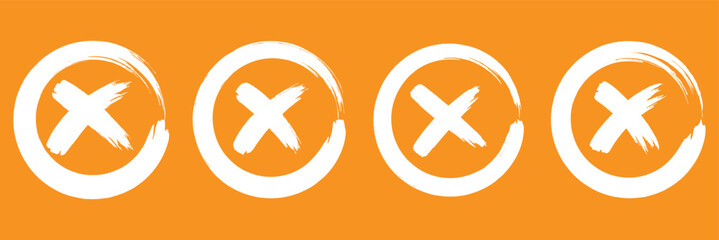 Hand drawn check tick mark icon set. x marks, checkboxes, and checklist symbols including right and wrong signs in brush marker style. Grunge x sign. Delete icon. rejection icon. hand drawn X sign. 