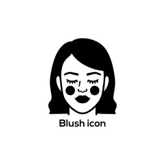Makeup Brush Icon: Simple Black Vector Graphic for Powder, Blush, Cosmetic Tool, and Beauty Application Accessories.