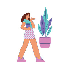 Woman Student Character with Book Engaged in Education and Study Vector Illustration