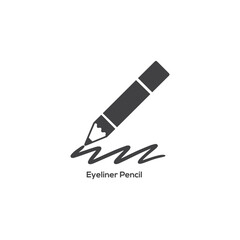 Eyeliner Pencil Icon: Black Vector Graphic for Makeup, Eye Cosmetics, Beauty Accessories, and Drawing Tools Design.