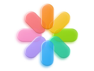 Colorful Liquid Glass Abstract Sculpture on White Background. Ideal for use in tech branding, UI/UX themes, creative design, digital art concepts, or modern illustration projects.