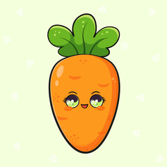Cute kawaii cartoon carrot smiling happy character