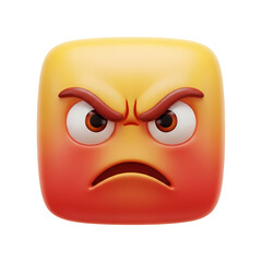 3D rendered square emoji with an angry, frustrated, and red-faced expression.