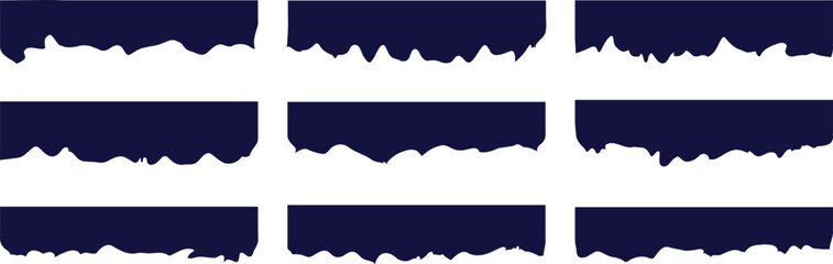 Collection of border shape for website design. Vector banner header and separator. Curve lines, wave collection of abstract design element for Flyer, Poster, App, Banner. Blue color curved shape. 