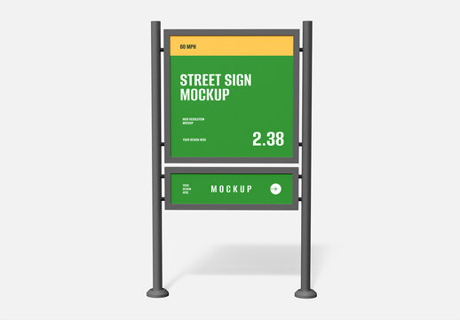 Metallic Street Sign Mockup Template