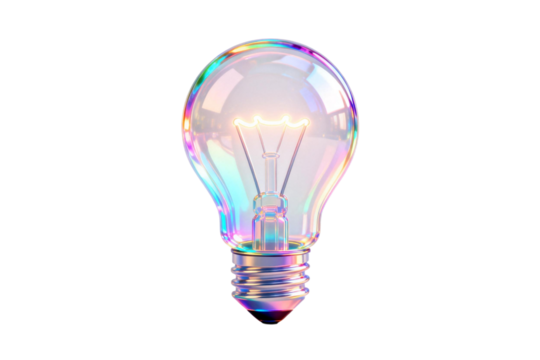 Colorful glowing light bulb representing innovative idea - Powered by Adobe
