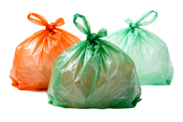 Colorful plastic garbage bags for waste disposal and recycling