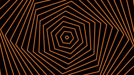 Orange spiral line animation forming expanding geometric rings.