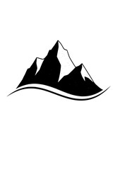 Fototapeta premium New Naturalism Mountain Peak Silhouette: Textured Grain and Fluid Wave Vector Design