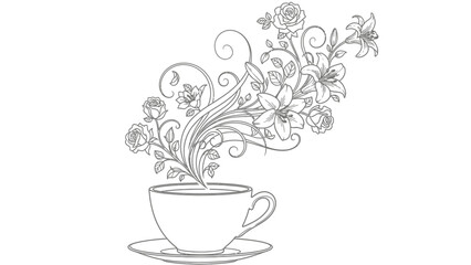 a glas coffe and rose