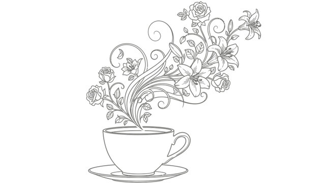 a glas coffe and rose