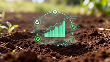 Soil with digital eco data overlay - Powered by Adobe