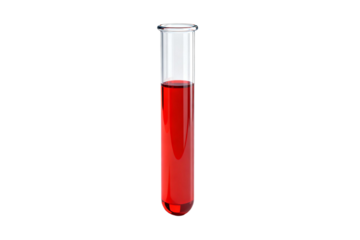 Test tube filled with red liquid for scientific experiment