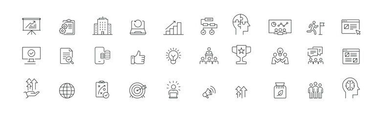 Crisis Management icons set. Includes icons for alert, warning, rescue, safety, and recovery. Line icons. Perfect for infographics, emergency, and business continuity, vector illustration.