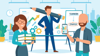 Professional business team working on growth and strategic planning