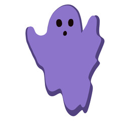 A cute purple cartoon ghost with a simple, friendly design. Perfect for Halloween themes, stickers, posters, and playful decorations. Ideal for kid-friendly and fun holiday artwork.