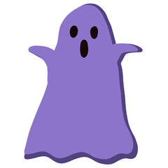 A cute purple cartoon ghost with a simple, friendly design. Perfect for Halloween themes, stickers, posters, and playful decorations. Ideal for kid-friendly and fun holiday artwork.