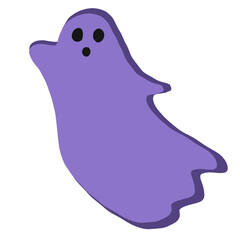 Obraz premium A cute purple cartoon ghost with a simple, friendly design. Perfect for Halloween themes, stickers, posters, and playful decorations. Ideal for kid-friendly and fun holiday artwork.
