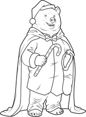 Bear Christmas Candy cane Animal Vector Graphic Art Illustration