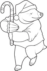 Mole Christmas Candy cane Animal Vector Graphic Art Illustration