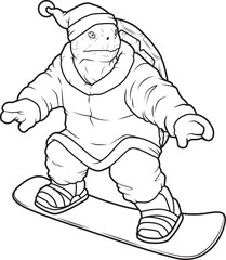 Turtle Christmas Skateboard Animal Vector Graphic Art Illustration