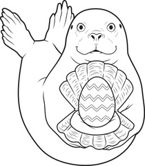 Seal Easter Pearl Animal Vector Graphic Art Illustration