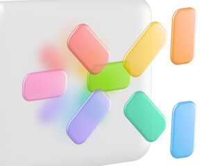 Color WColorful Liquid Glass Abstract Sculpture on White Background. Ideal for use in tech branding, UI/UX themes, creative design, digital art concepts, or modern illustration projects.heel Breakaway