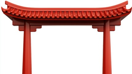 vibrant red traditional archway with intricate roofing, symbolizing cultural heritage and architectural beauty.