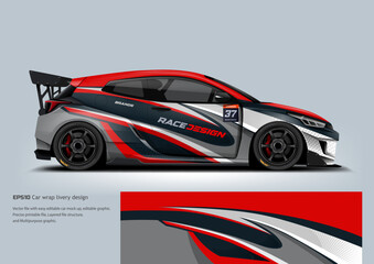 simple elegant red striping   Racing Car Wrap Livery Design &ndash; Sport Car Side View Vector