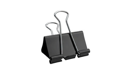 Pair Of Black Binder Clips Isolated On A Transparent Background With Metallic Silver Handles And Textured Grips Showing Office Supplies And Stationery For Organization And Binding Documents