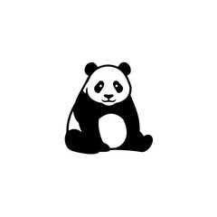Fototapeta premium A simple, stylized illustration of a sitting panda bear in black and white.