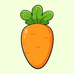 Cute cartoon carrot character illustration with green leaves