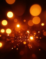 Obraz premium In a captivating display, radiant orbs of warm light float effortlessly against a shadowy backdrop, forming a mesmerizing glow that enhances the evening's enchanting ambiance Generative AI