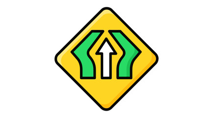 Road Traffic Merging Sign Icon Isolated on White Background for Transportation