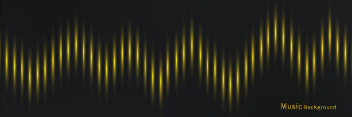 Luxurious dark abstract background with golden music waves. Modern black and golden. Vector illustration. Music equalizer. Chemical industry.