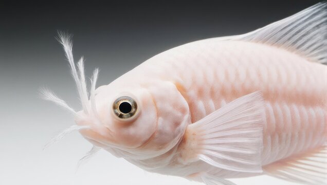 Albino Gourami Fish Close-Up - A Captivating Aquatic Portrait.