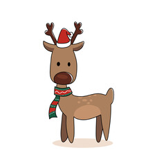 christmas reindeer with red ribbon