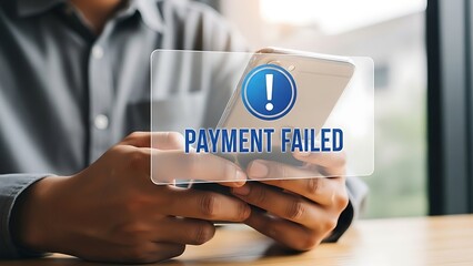 Payment failure message on a smartphone screen, financial transaction declined