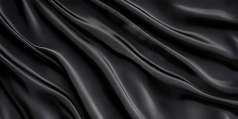 Fototapeta premium Elegant Dark Satin Fabric with Dramatic Flowing Drape, Creating a Moody Abstract Aesthetic Texture