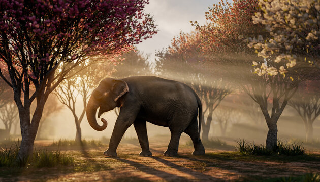 elephant sumatra at sunset
