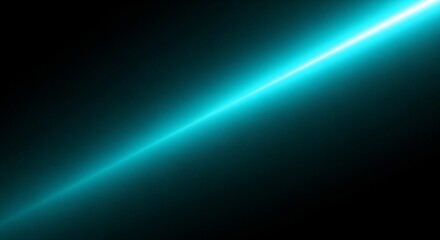 Bright Cyan Light Streak Across Dark Background Abstract.