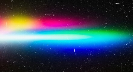 Vibrant Abstract Light Streak with Rainbow Colors and Speckles.