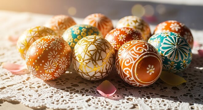Intricate Easter Eggs - A Celebration of Spring and Tradition. - Powered by Adobe