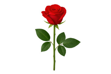 Fototapeta premium Single red rose symbolizing love on transparent background