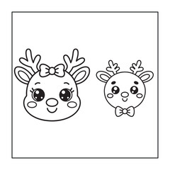 Christmas-themed, cute-style coloring pages for adults, teens, and kids.