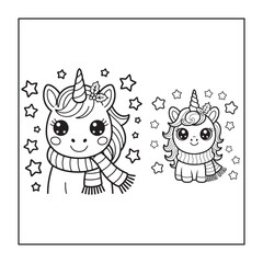 Obraz premium Christmas-themed, cute-style coloring pages for adults, teens, and kids.