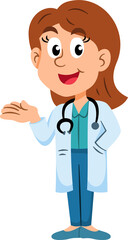 Doctor women cartoon character, professions, job occupations, and specializations.