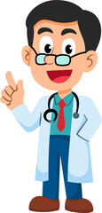 Doctor men cartoon character, professions, job occupations, and specializations.