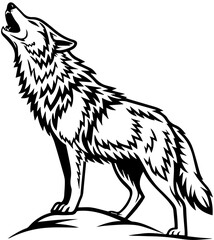 Howling Wolf – Stylized Wilderness Silhouette